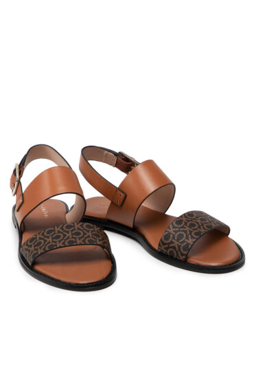 Calvin Klein Сандали Alomnd Flat Sandal Mono Mix HW0HW00821 Cognac/Brown Mono - Mera.bg