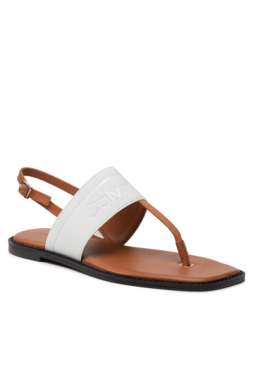 Calvin Klein Сандали Squared Flat Tp Sandal He HW0HW008180HF Cognac/Ecru 0hF - Mera.bg