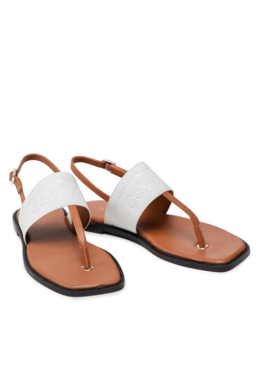 Calvin Klein Сандали Squared Flat Tp Sandal He HW0HW008180HF Cognac/Ecru 0hF - Mera.bg