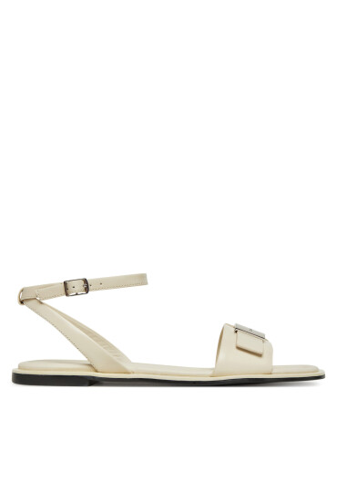 Calvin Klein Сандали Flat Sandal W/Ck Hw - Lth HW0HW02367 Екрю - Mera.bg