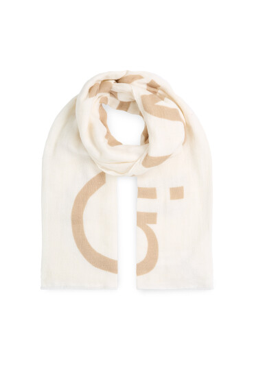 Calvin Klein Шал Bold Logo Cotton Hemp Scarf K60K612975 Екрю - Mera.bg