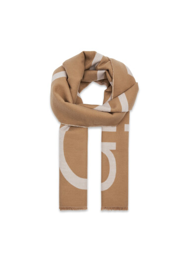 Calvin Klein Шал Fringes 2-Tones Wool Blend Scarf K60K612028 Кафяв - Mera.bg