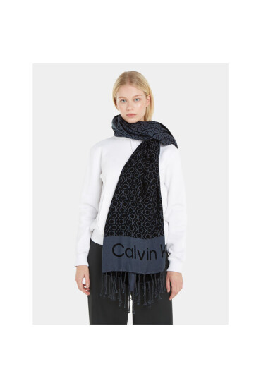 Calvin Klein Шал Fringes Monogram Scarf 100X200 K60K611118 Ck Black BAX - Mera.bg
