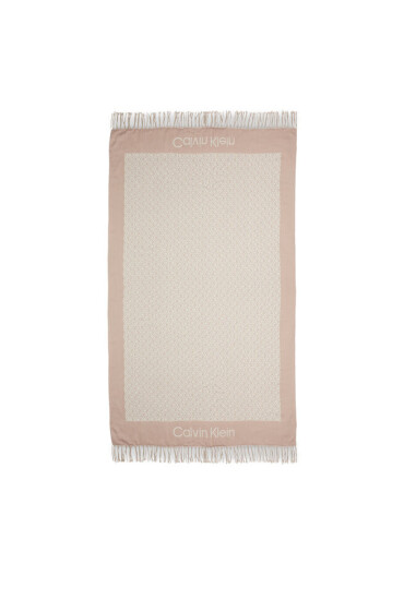 Calvin Klein Зимен шал Fringes Monogram Scarf 100X200 K60K611118 Бежов - Mera.bg