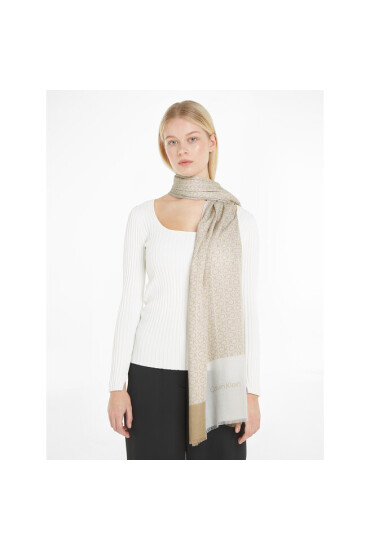 Calvin Klein Шал Geo Minimal Logo Shawl 70X180 K60K610228 Бежов - Mera.bg