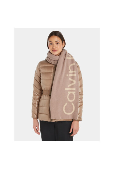 Calvin Klein Зимен шал Logo Reverso Tonal Scarf 40X180 K60K611117 Doeskin PBP - Mera.bg