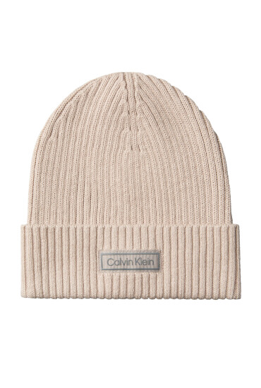 Calvin Klein Шапка Patch Chunky Rib Cotton Beanie LV04D8053G Бежов - Mera.bg