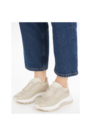 Calvin Klein Сникърси 2 Piece Sole Runner Lace Up HW0HW01640 Бежов - Mera.bg