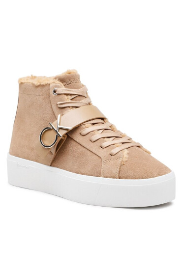 Calvin Klein Сникърси Flatform Cup High Top Ck Hw-S Wl HW0HW01334 Safari Canvas GEZ - Mera.bg