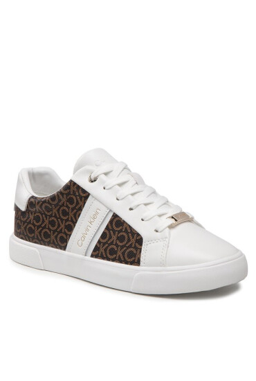 Calvin Klein Сникърси Low Profile Lace-Up HW0HW01190 White/Brown Mono 0K4 - Mera.bg