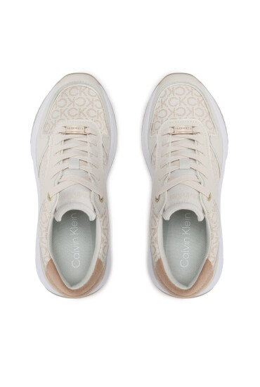 Calvin Klein Сникърси Chunky Intern Wedge Lace Up-Mono HW0HW01439 Dk Ecru/Silver Mink Mono 0F7 - Mera.bg