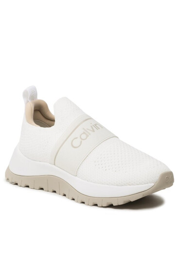 Calvin Klein Сникърси Knit Runner Slip On HW0HW01443 White/Dk Ecru 0LA - Mera.bg