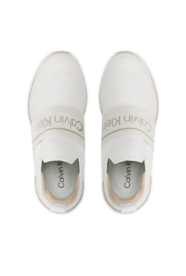Calvin Klein Сникърси Knit Runner Slip On HW0HW01443 White/Dk Ecru 0LA - Mera.bg