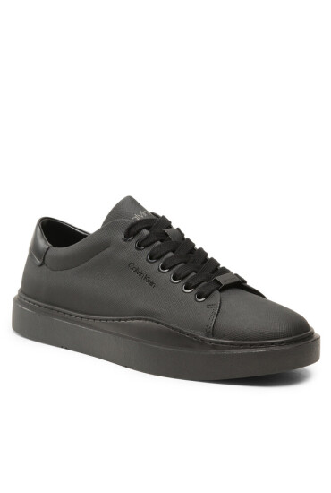 Calvin Klein Сникърси Low Top Lace Up Lth HM0HM01051 Triple Black 0GJ - Mera.bg