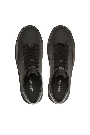 Calvin Klein Сникърси Low Top Lace Up Lth HM0HM01051 Triple Black 0GJ - Mera.bg