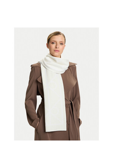 Calvin Klein Зимен шал Emblem Aop Jcq Fine Rib Scarf LV04D8051G Бежов - Mera.bg