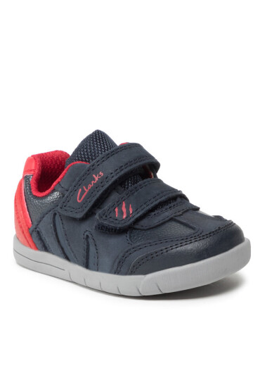 Clarks Сникърси Rex Play T 261614406 Navy/Red Leather - Mera.bg