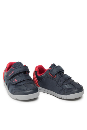 Clarks Сникърси Rex Play T 261614406 Navy/Red Leather - Mera.bg