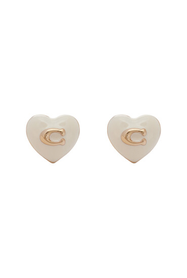Coach Обици Enamel Heart Stud Earrings 37479226GLD100 Сребрист - Mera.bg