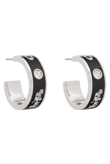Coach Обици Enamel Horse & Carriage Hoop Earrings 37479036RHO003 Черен - Mera.bg