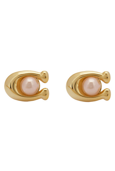Coach Обици Pearl Signature C Stud Earrings 37341922GLD651 Златист - Mera.bg