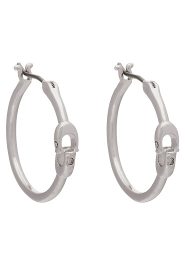 Coach Обици Signature Hoop Earrings 37408160RHO030 Сребрист - Mera.bg