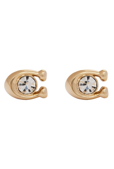 Coach Обици Signature Stone Stud Earrings 37440614GLD110 Златист - Mera.bg