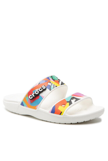 Crocs Чехли Classic Retro 207856 Blanc/Multi Rayures - Mera.bg