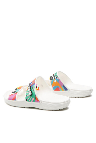 Crocs Чехли Classic Retro 207856 Blanc/Multi Rayures - Mera.bg