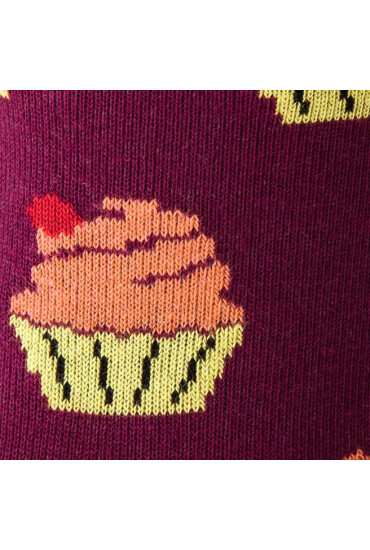 Cup of Sox Дълги чорапи unisex Bawełniany Muffin Z Taaaką Wiśnią B Бордо - Mera.bg
