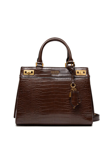 Guess Дамска чанта Katey Croc Luxury Satchel HWCB84 94260 Кафяв - Mera.bg