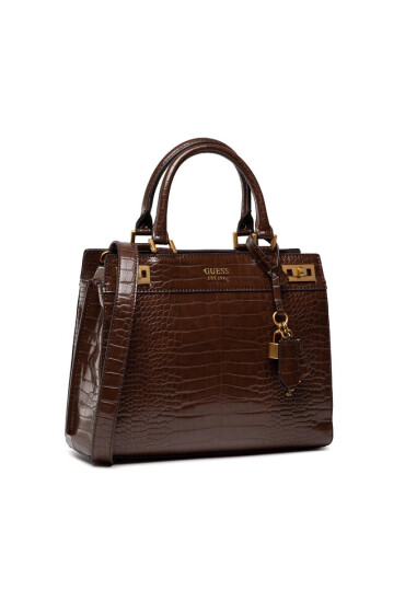 Guess Дамска чанта Katey Croc Luxury Satchel HWCB84 94260 Кафяв - Mera.bg