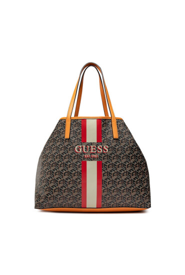 Guess Дамска чанта Vikky (SV) HWSV69 95240 BLACK LOGO/COGNAC - Mera.bg