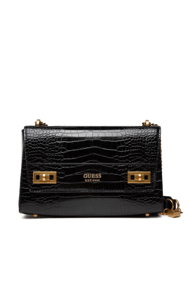 Guess Дамска чанта Katey Croc Flap Shoulder Bag HWCB8494190 Черен - Mera.bg