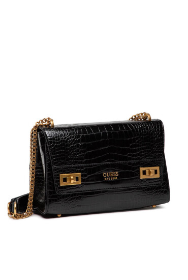 Guess Дамска чанта Katey Croc Flap Shoulder Bag HWCB8494190 Черен - Mera.bg