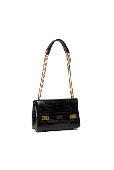 Guess Дамска чанта Katey Croc Flap Shoulder Bag HWCB8494190 Черен - Mera.bg