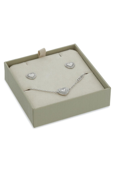Guess Комплект гривна и обеци JUBS04 086JW Сребрист - Mera.bg