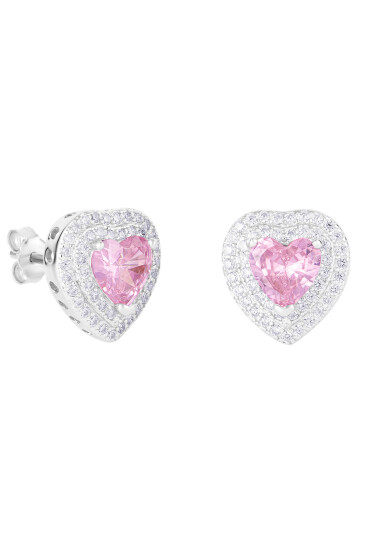 ICED STUFF Обици Love Heart Pink Бяло злато - Mera.bg