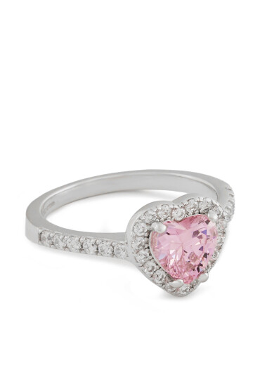 ICED STUFF Пръстен Heart Gem Бяло злато - Mera.bg