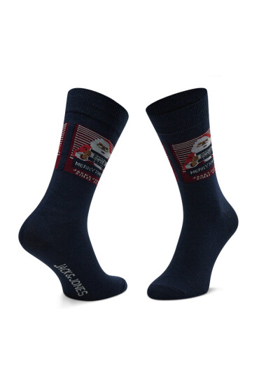 Jack&Jones Комплект 3 чифта дълги чорапи мъжки Jacsanta Claus Sock Giftbox 12198046 Navy Blazer/Blue - Mera.bg