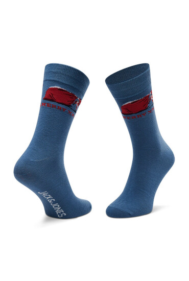 Jack&Jones Комплект 3 чифта дълги чорапи мъжки Jacsanta Claus Sock Giftbox 12198046 Navy Blazer/Blue - Mera.bg