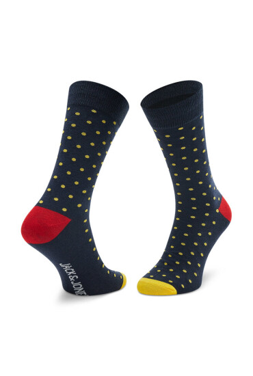 Jack&Jones Комплект 5 чифта дълги чорапи мъжки Jaccolorful Dots 12217619 Black/Navy Blaze - Mera.bg