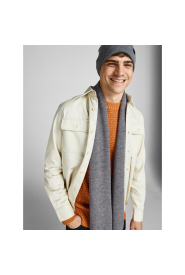 Jack&Jones Комплект шал и шапка 12163827 Grey Melange 3798039 - Mera.bg