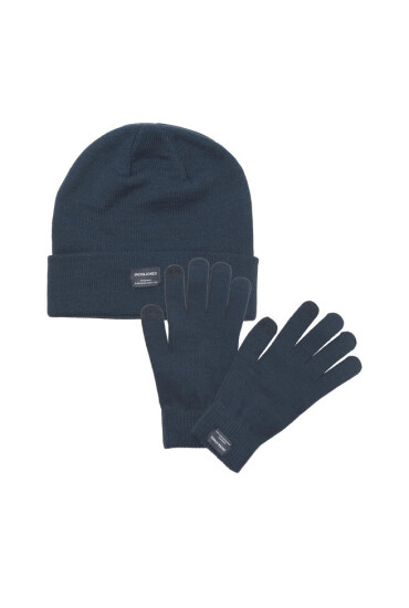 Jack&Jones Комплект шапка и ръкавици 12168383 Тъмносин - Mera.bg