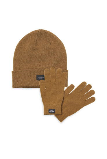 Jack&Jones Комплект шапка и ръкавици 12168383 Rubber 4087888 - Mera.bg