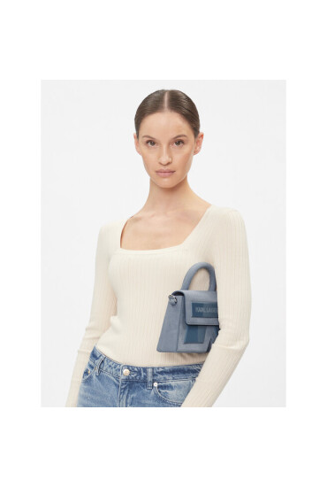 KARL LAGERFELD Дамска чанта Icon K Crossbody Suede 236W3185 Steel Blue A369 - Mera.bg