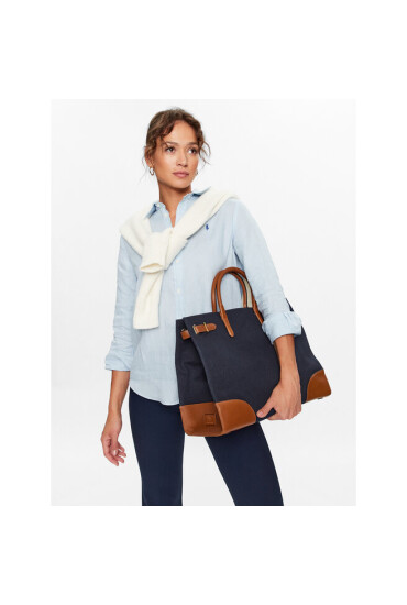 Lauren Ralph Lauren Дамска чанта Devyn 42 431884990005 French Navy/Lauren Tan - Mera.bg