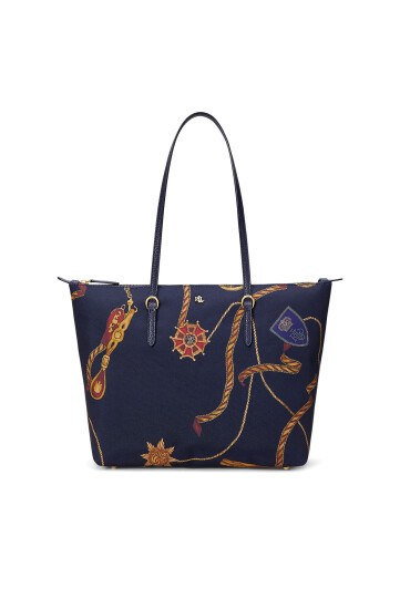 LAUREN RALPH LAUREN Дамска чанта Medium Keaton Belting Nylon Tote Bag 431916737027 Тъмносин - Mera.bg