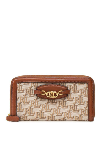 Lauren Ralph Lauren Голям дамски портфейл Ovl Zip Cont 432872649001 Khaki/Tan - Mera.bg