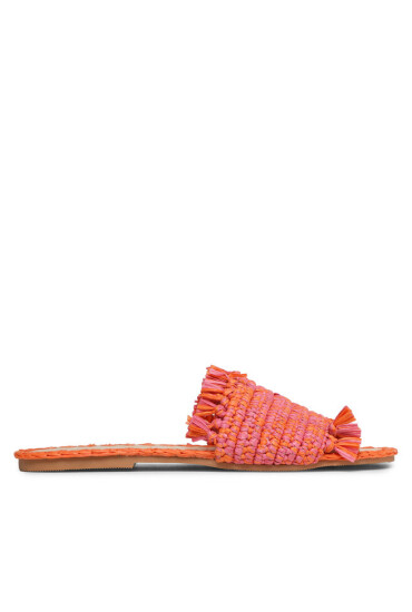 Manebi Чехли Fringed Knots Raffia Leather Sandals V 3.2 Y0 Orange Pink Melange - Mera.bg